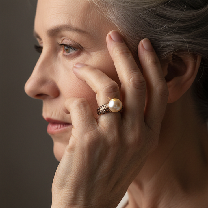 Anillo dorado vintage con perla