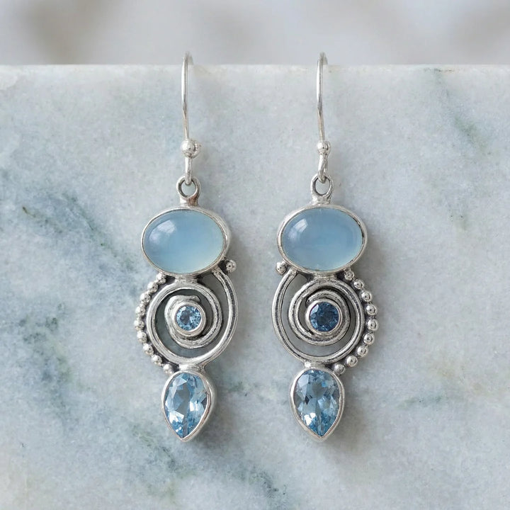 Pendientes vintage de piedra lunar