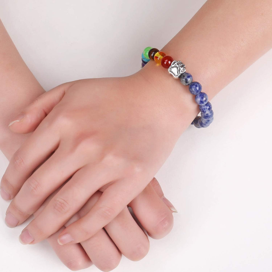 Pulsera Memorial Puente del Arcoíris – Regalo con 7 cuentas de los chakras para la pérdida de una mascota