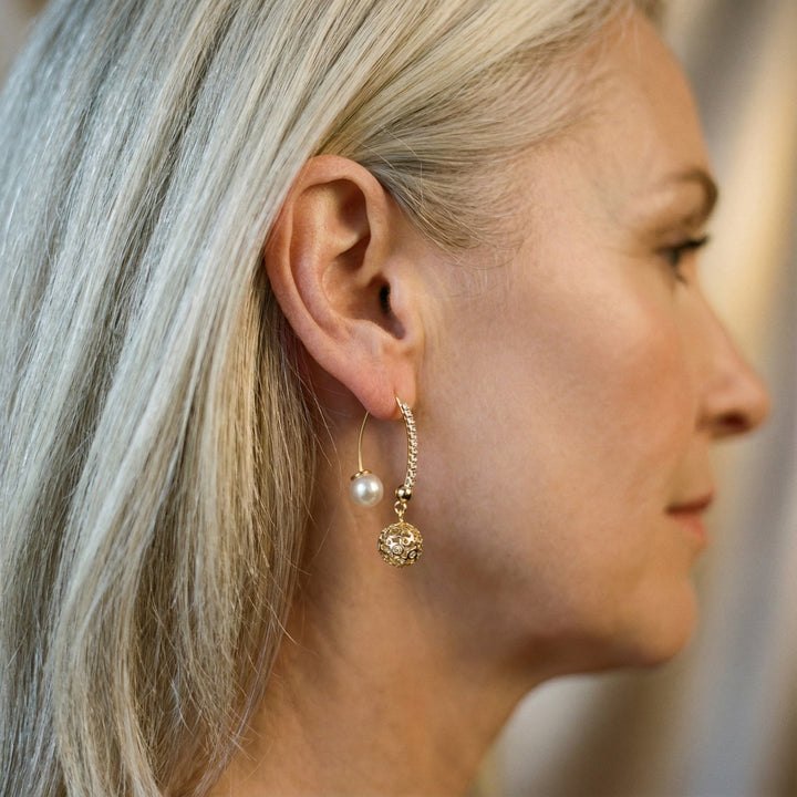 Pendientes vintage en oro y perlas