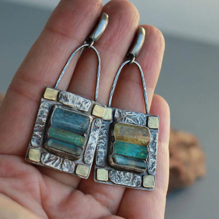 Pendientes Antiguos con cristales azules y verdes