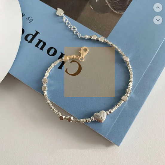 Pulsera cuadrada Amor Plateado