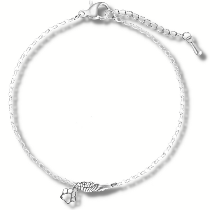 Pulsera conmemorativa de plata con ala de ángel y huella | Hecha a mano