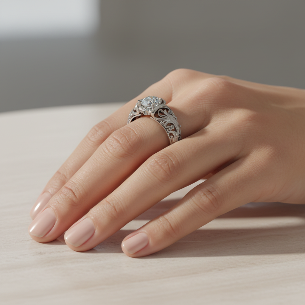 Anillo Exótico de Cristal Plateado