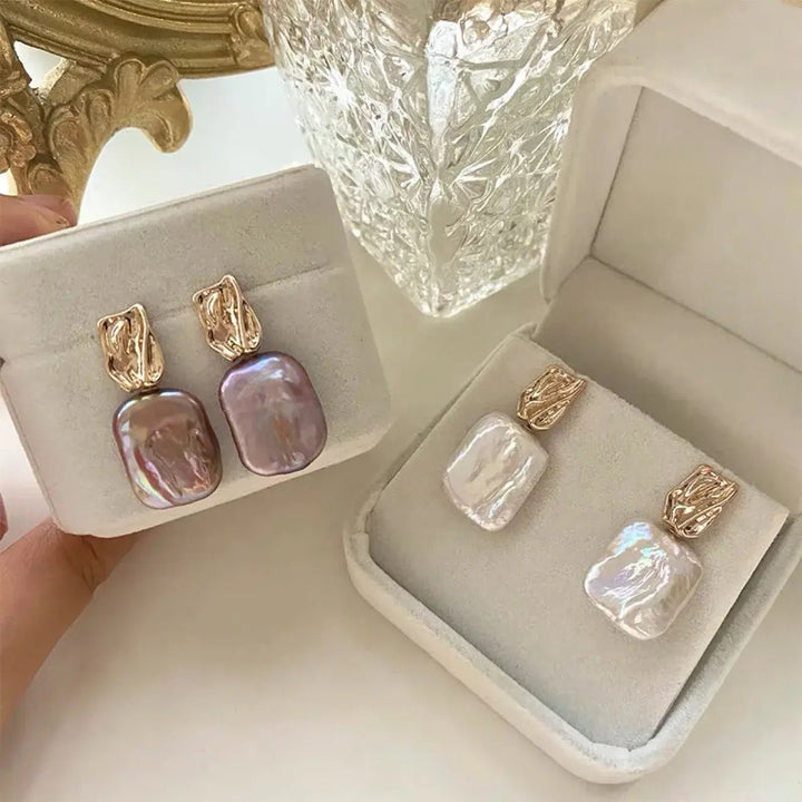 Pendientes Elegantes en Oro con Perlas Barrocas